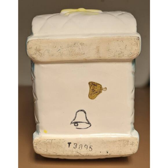 Giftwares Co Nancy Pew Baby Cradle Bassinet Planter Blue White Yellow Bows - Picture 4 of 8